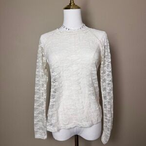 Mudd Sheer Romantic Top Size Large Y2K Layering Coquette Cottage Core Fairy Core